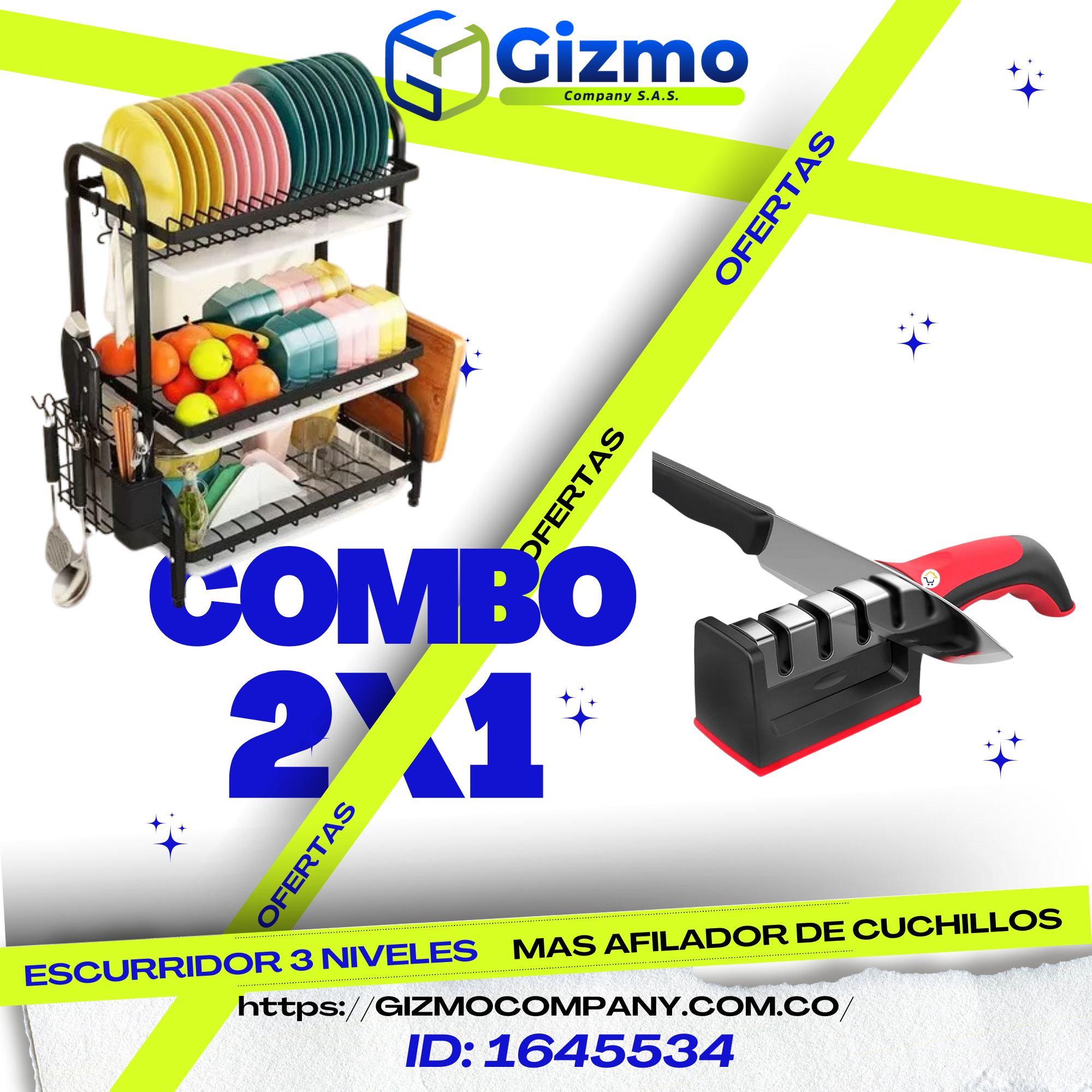 Combo Escurridor 3 Niveles + Afilador